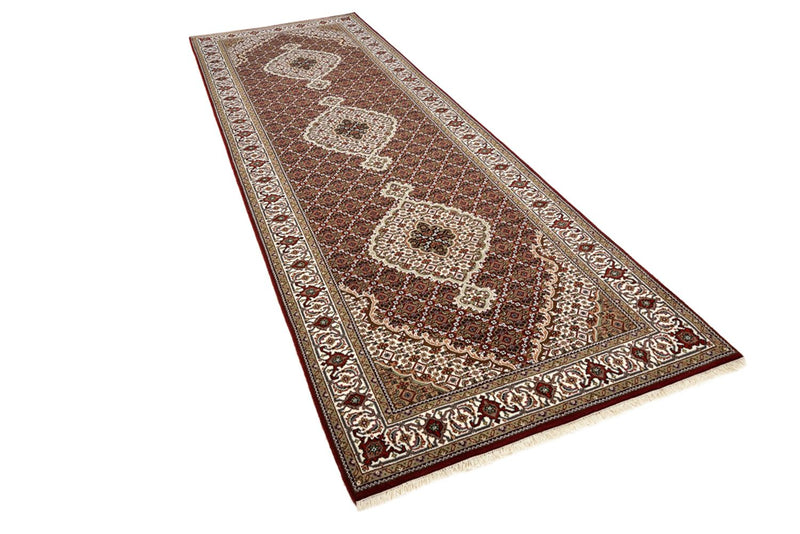 Loper Oosters tapijt - Tabriz - 362 x 122 cm - licht beige