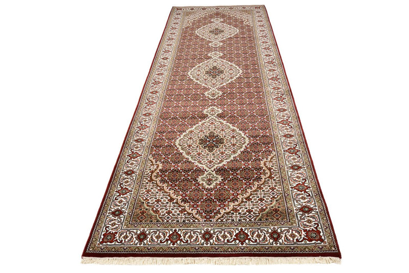 Loper Oosters tapijt - Tabriz - 362 x 122 cm - licht beige