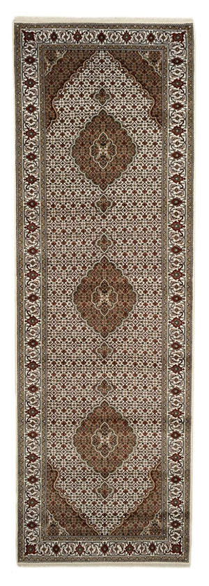 Loper Oosters tapijt - Tabriz - 372 x 121 cm - licht beige