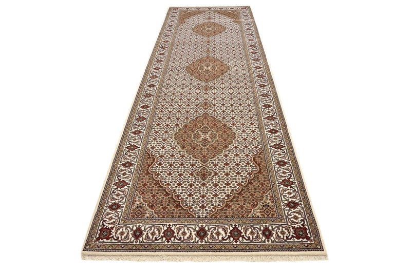 Loper Oosters tapijt - Tabriz - 372 x 121 cm - licht beige