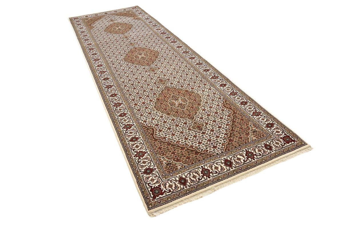 Loper Oosters tapijt - Tabriz - 372 x 121 cm - licht beige