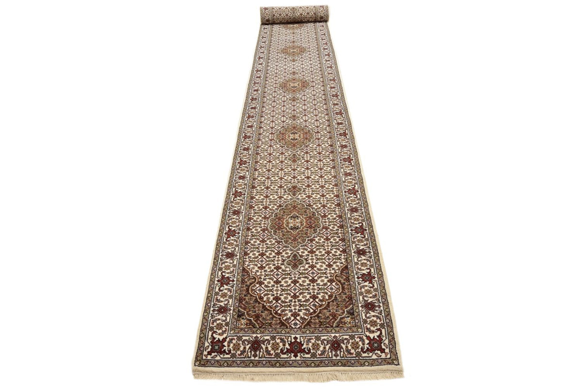 Loper Oosters tapijt - Tabriz - 602 x 81 cm - licht beige