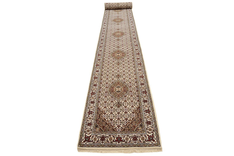 Loper Oosters tapijt - Tabriz - 602 x 81 cm - licht beige