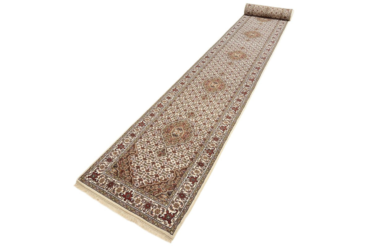 Loper Oosters tapijt - Tabriz - 602 x 81 cm - licht beige