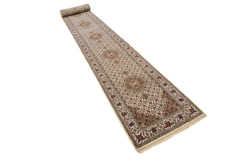 Loper Oosters tapijt - Tabriz - 602 x 81 cm - licht beige