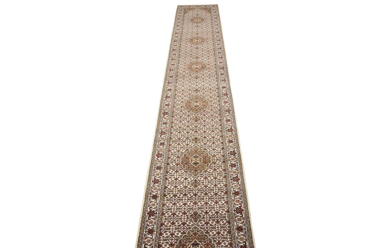 Loper Oosters tapijt - Tabriz - 602 x 81 cm - licht beige