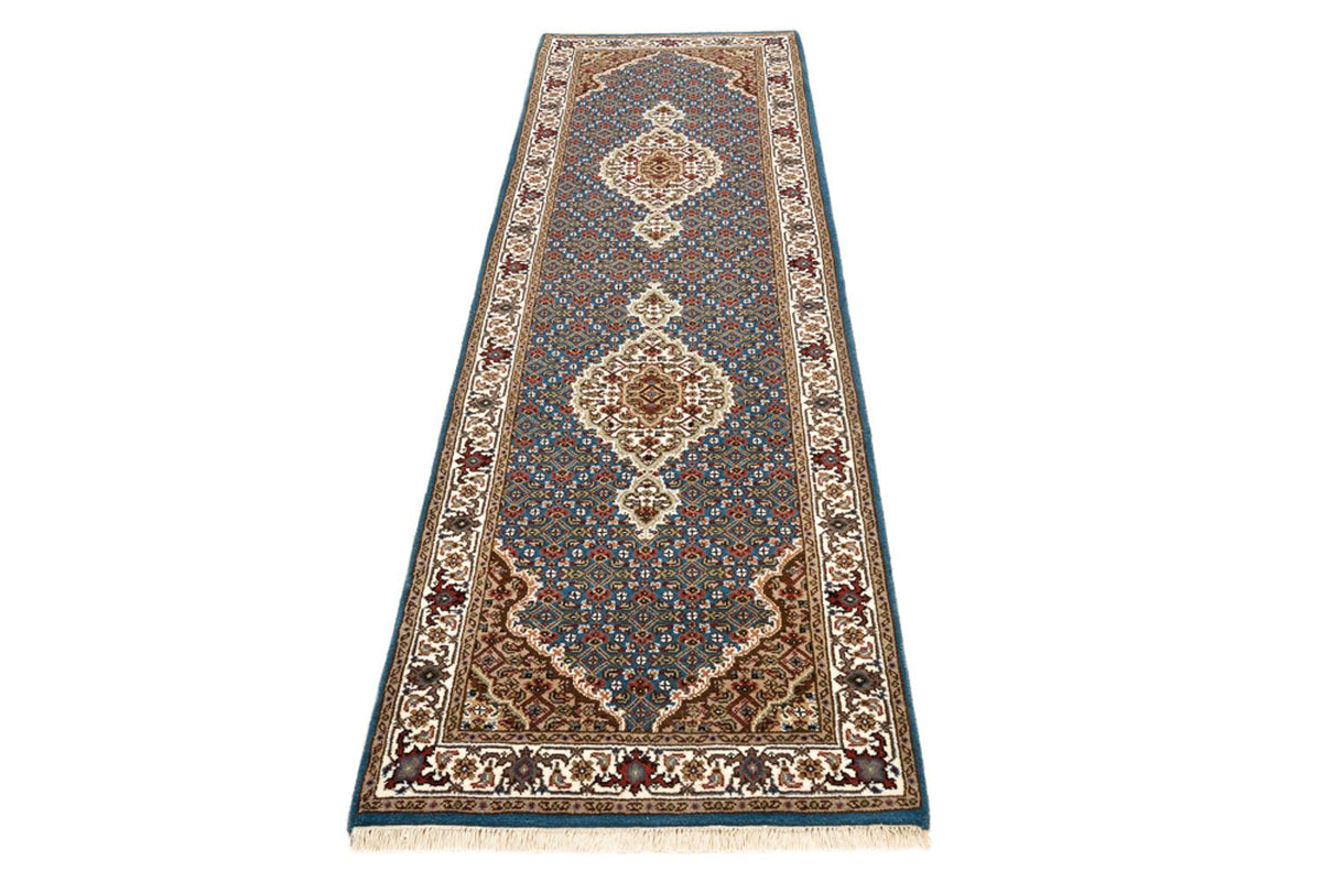 Loper Oosters tapijt - Tabriz - 244 x 75 cm - donkerblauw
