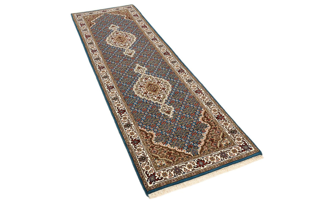 Loper Oosters tapijt - Tabriz - 244 x 75 cm - donkerblauw