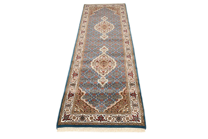 Loper Oosters tapijt - Tabriz - 244 x 75 cm - donkerblauw