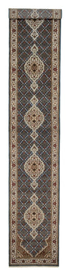Loper Oosters tapijt - Tabriz - 454 x 79 cm - donkerblauw