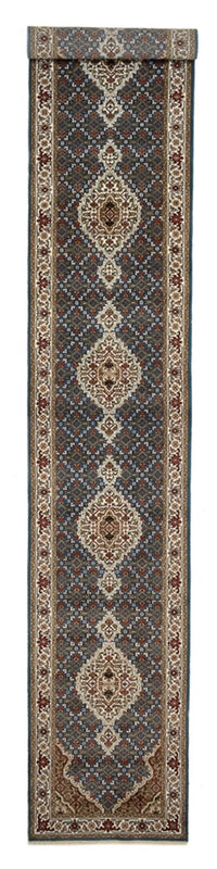 Loper Oosters tapijt - Tabriz - 454 x 79 cm - donkerblauw
