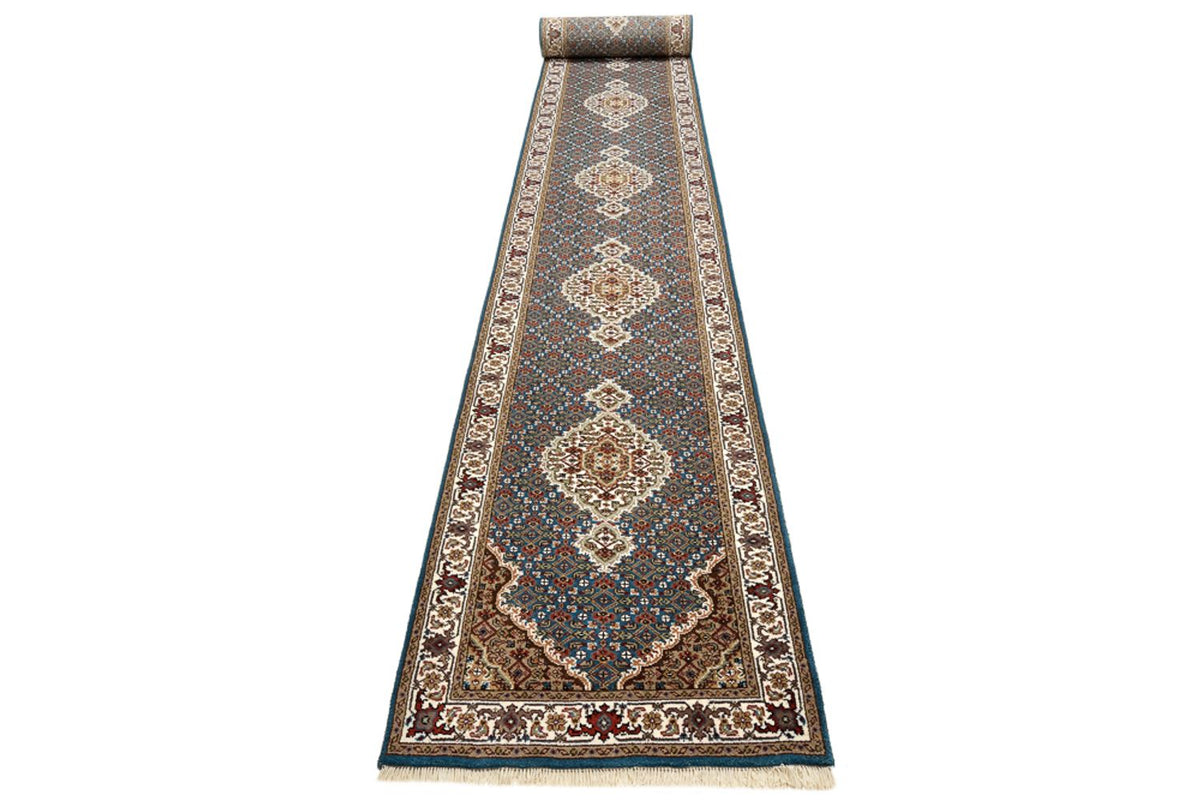Loper Oosters tapijt - Tabriz - 615 x 79 cm - donkerblauw