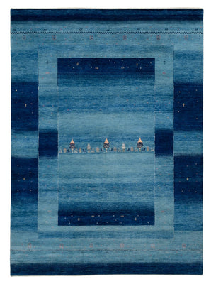 Gabbeh Tapijt - Loribaft Indus - 241 x 175 cm - blauw