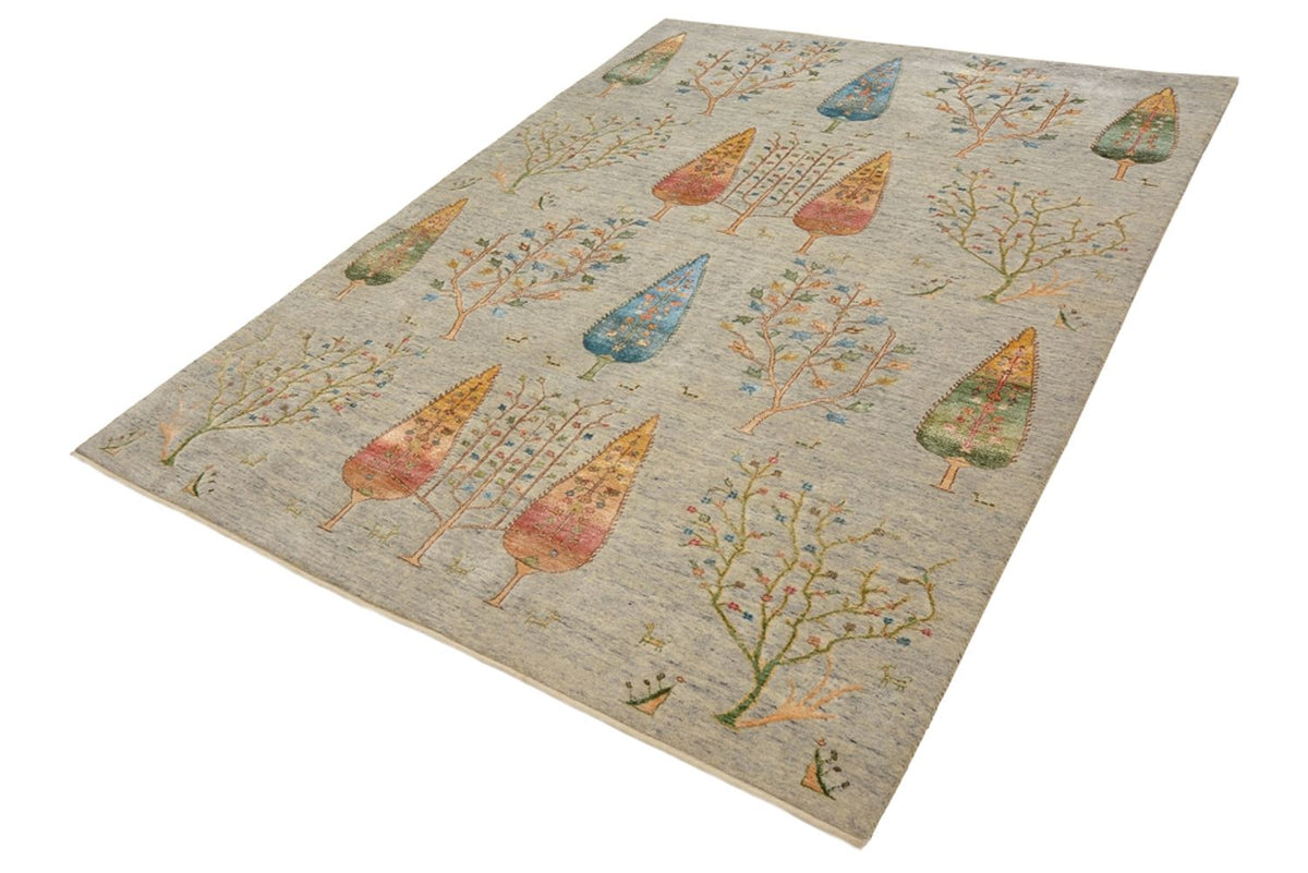 Gabbeh Tapijt - Loribaft Indus - 241 x 173 cm - lichtgrijs