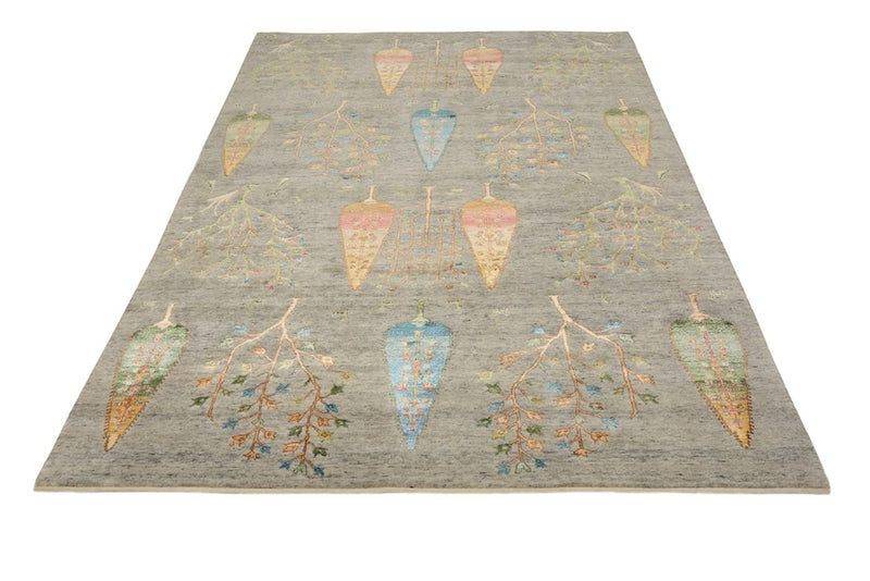 Gabbeh Tapijt - Loribaft Indus - 241 x 173 cm - lichtgrijs