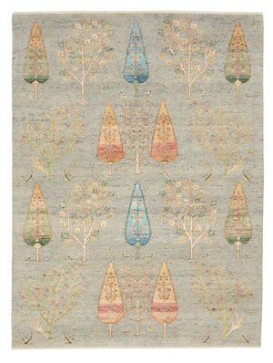 Gabbeh Tapijt - Loribaft Indus - 204 x 155 cm - lichtgrijs