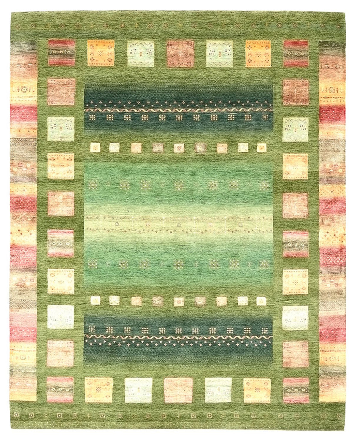 Gabbeh Tapijt - Loribaft Indus - 303 x 244 cm - groen