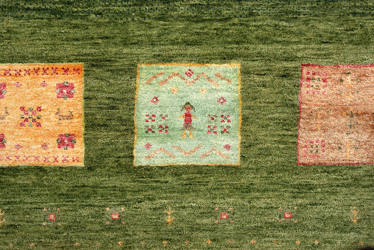 Gabbeh Tapijt - Loribaft Indus - 303 x 250 cm - groen