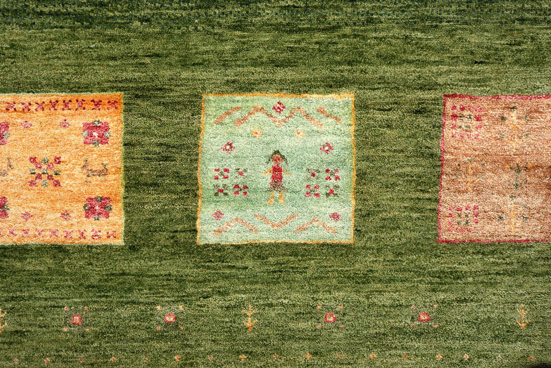 Gabbeh Tapijt - Loribaft Indus - 303 x 250 cm - groen