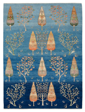 Gabbeh Tapijt - Loribaft Indus - 206 x 155 cm - blauw