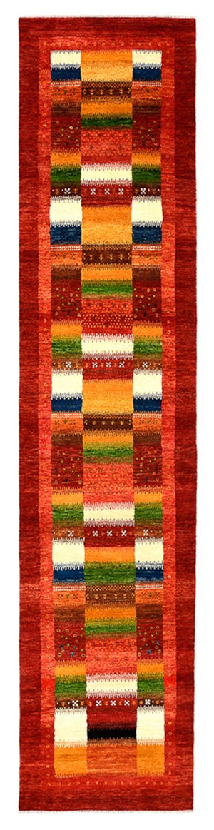 Loper Gabbeh Tapijt - Loribaft Indus - 386 x 83 cm - rood
