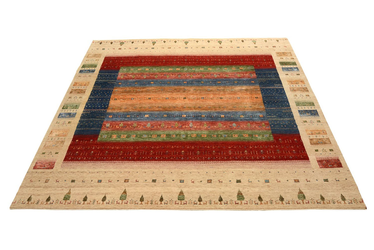 Gabbeh Tapijt - Loribaft Indus vierkant  - 253 x 246 cm - veelkleurig