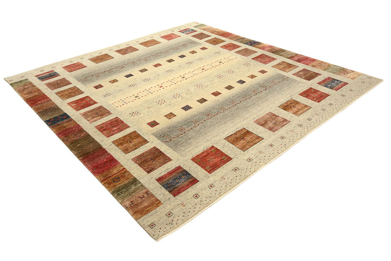 Gabbeh Tapijt - Loribaft Indus vierkant  - 254 x 251 cm - licht beige