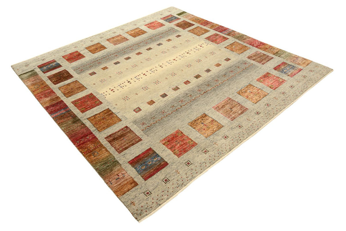 Gabbeh Tapijt - Loribaft Indus vierkant  - 202 x 199 cm - licht beige