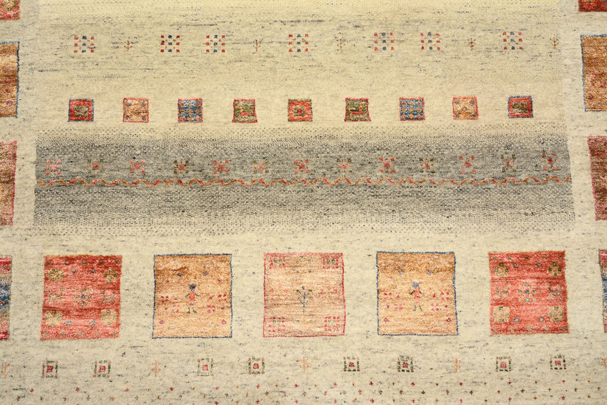 Gabbeh Tapijt - Loribaft Indus vierkant  - 202 x 199 cm - licht beige