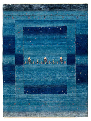 Gabbeh Tapijt - Loribaft Indus - 201 x 152 cm - zee blauw