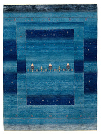 Gabbeh Tapijt - Loribaft Indus - 201 x 152 cm - zee blauw