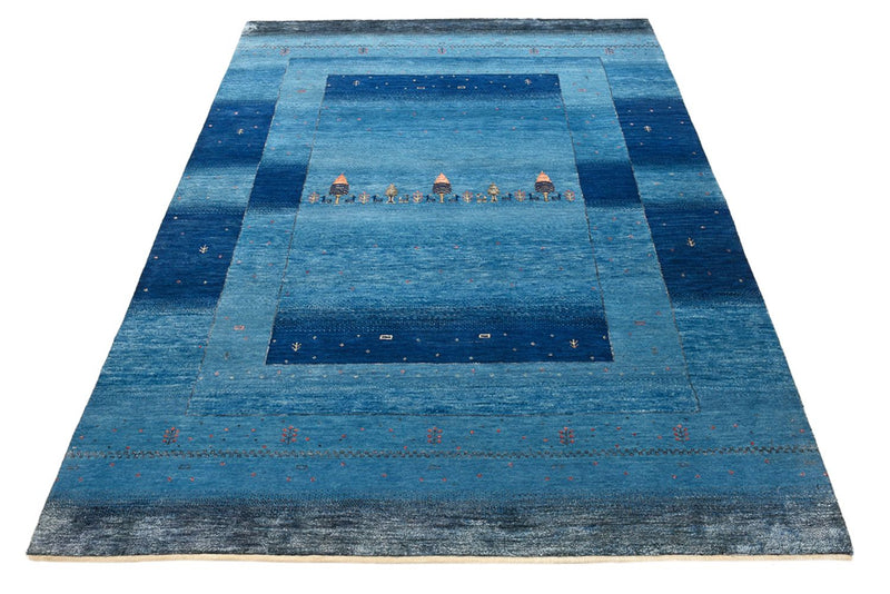 Gabbeh Tapijt - Loribaft Indus - 201 x 152 cm - zee blauw
