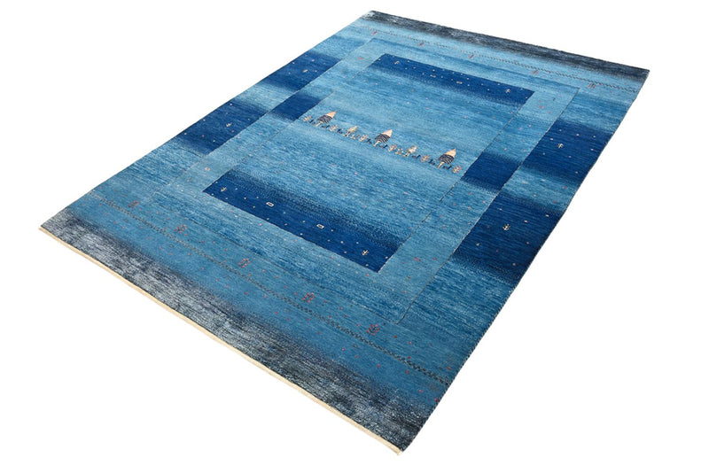 Gabbeh Tapijt - Loribaft Indus - 201 x 152 cm - zee blauw