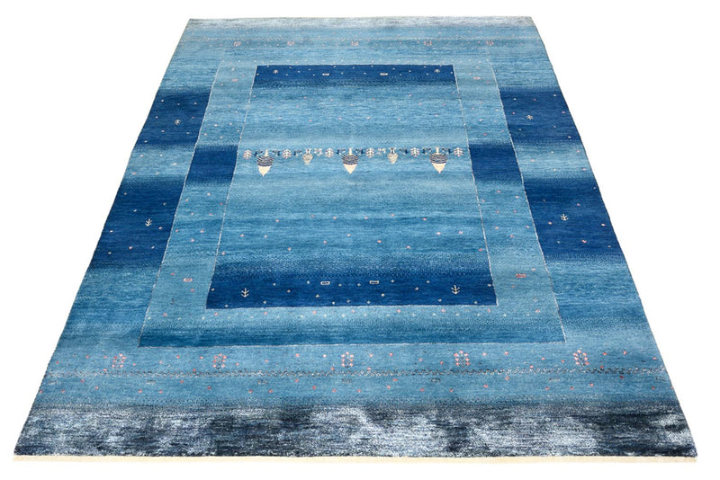 Gabbeh Tapijt - Loribaft Indus - 201 x 152 cm - zee blauw