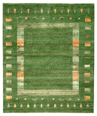 Gabbeh Tapijt - Loribaft Indus - 246 x 206 cm - groen