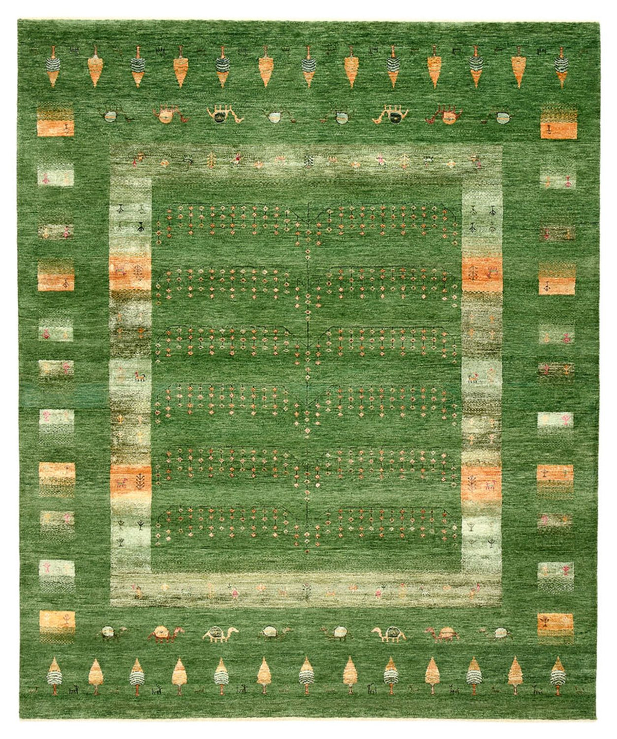 Gabbeh Tapijt - Loribaft Indus - 246 x 206 cm - groen