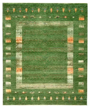 Gabbeh Tapijt - Loribaft Indus - 246 x 206 cm - groen