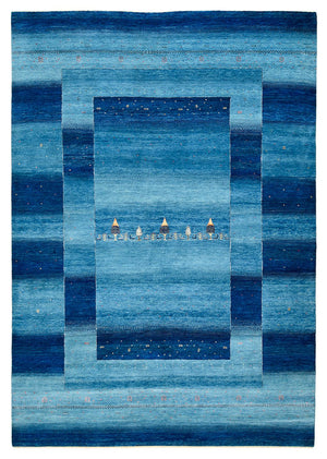 Gabbeh Tapijt - Loribaft Indus - 294 x 205 cm - zee blauw