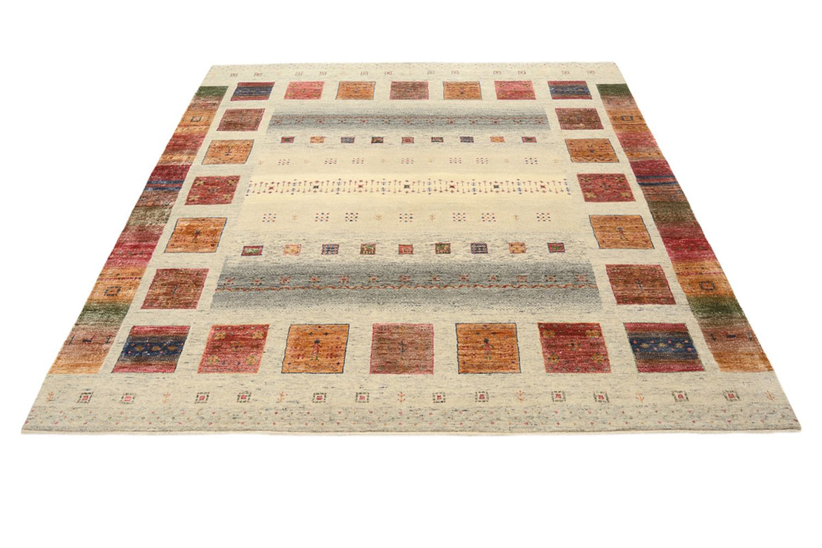 Gabbeh Tapijt - Loribaft Indus vierkant  - 206 x 204 cm - donker beige