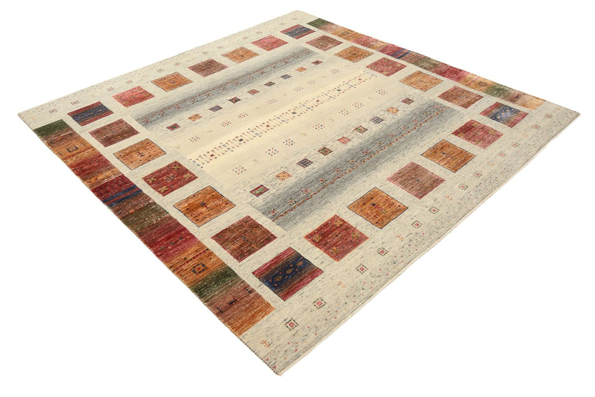 Gabbeh Tapijt - Loribaft Indus vierkant  - 206 x 204 cm - donker beige