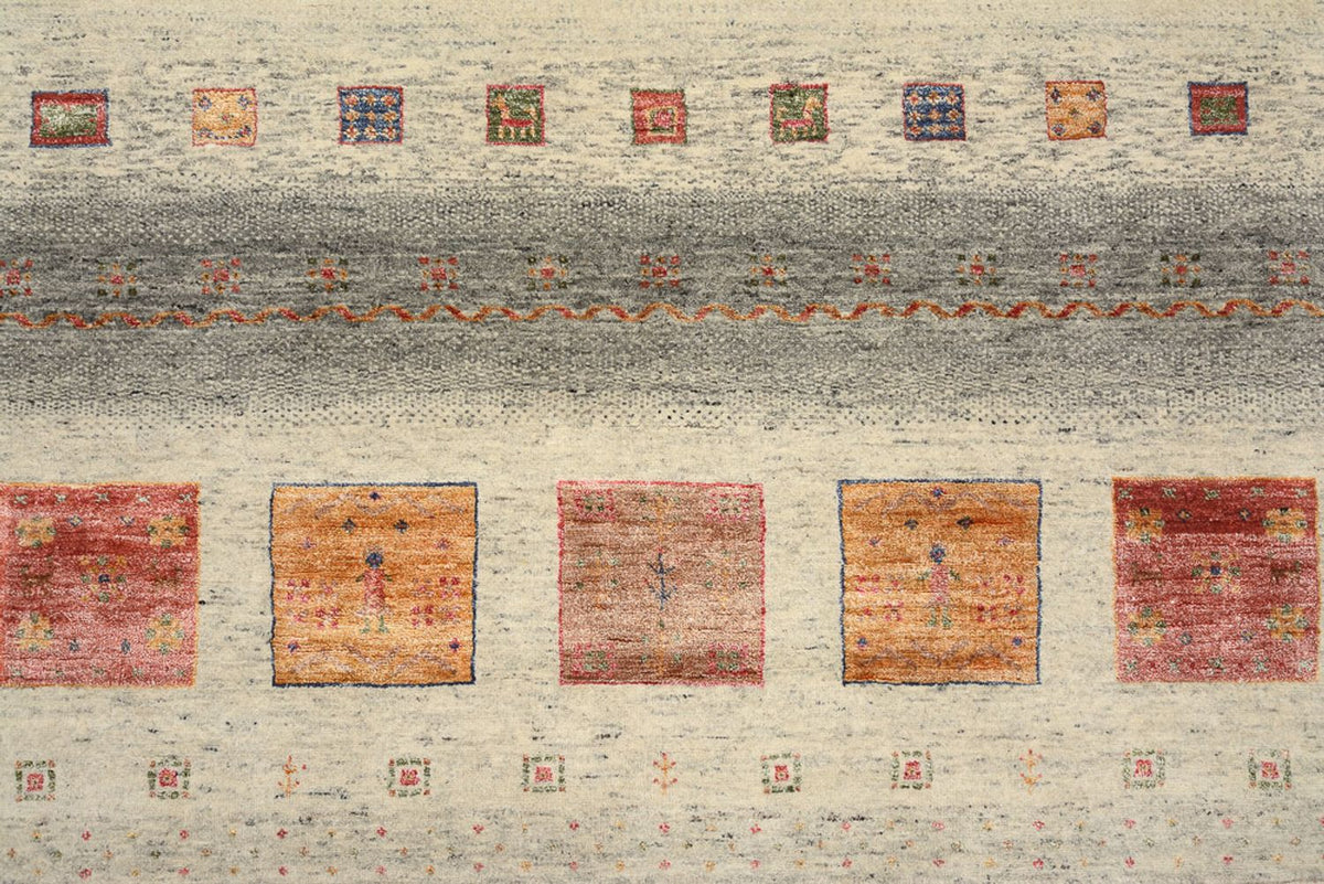 Gabbeh Tapijt - Loribaft Indus vierkant  - 206 x 204 cm - donker beige