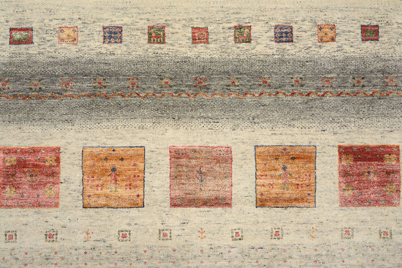 Gabbeh Tapijt - Loribaft Indus vierkant  - 206 x 204 cm - donker beige