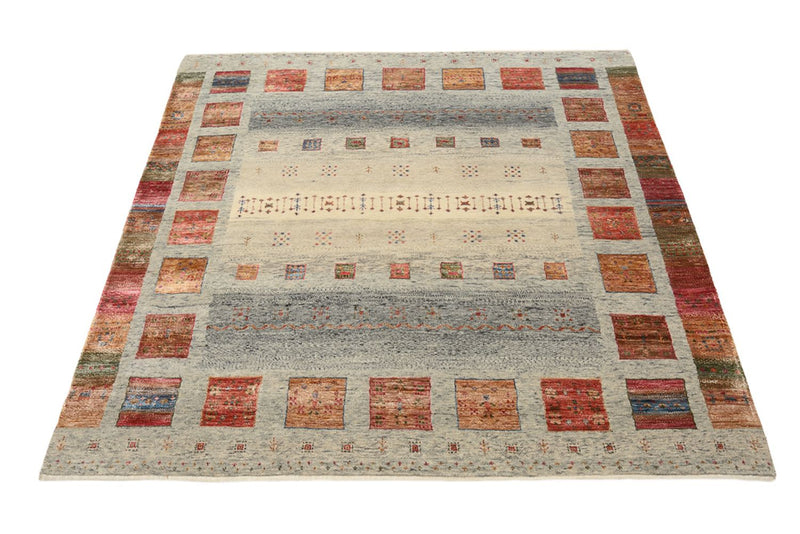 Gabbeh Tapijt - Loribaft Indus vierkant  - 156 x 152 cm - donker beige
