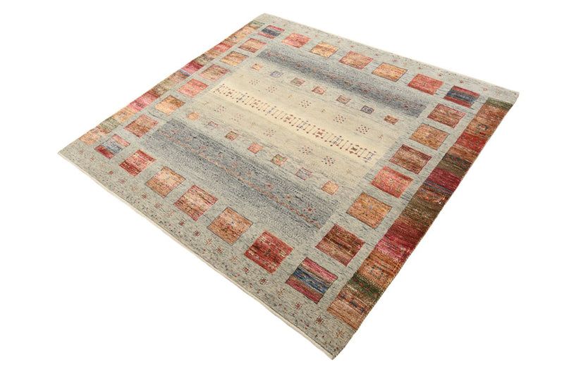 Gabbeh Tapijt - Loribaft Indus vierkant  - 156 x 152 cm - donker beige