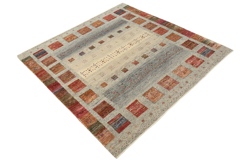 Gabbeh Tapijt - Loribaft Indus vierkant  - 156 x 152 cm - donker beige