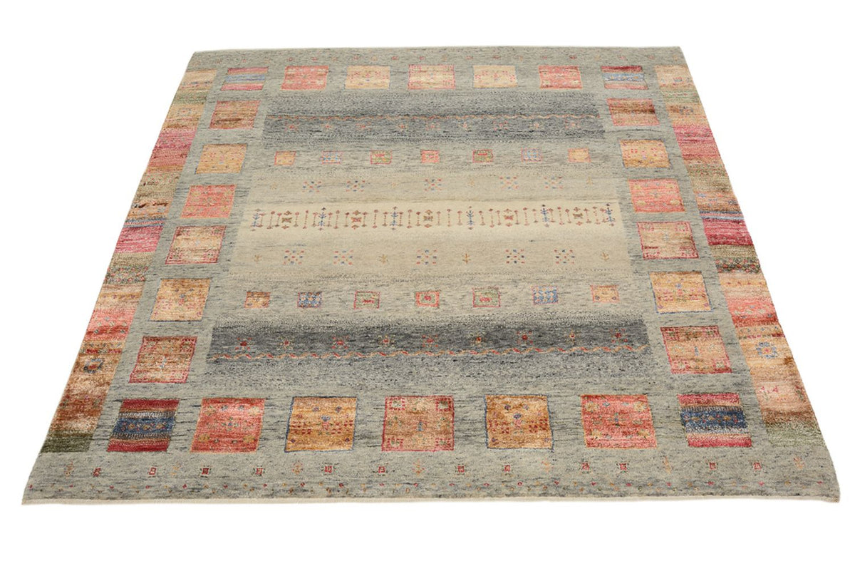 Gabbeh Tapijt - Loribaft Indus vierkant  - 156 x 152 cm - donker beige