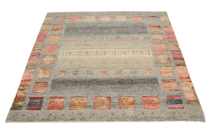 Gabbeh Tapijt - Loribaft Indus vierkant  - 156 x 152 cm - donker beige