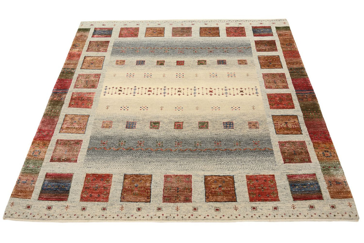 Gabbeh Tapijt - Loribaft Indus vierkant  - 156 x 156 cm - donker beige
