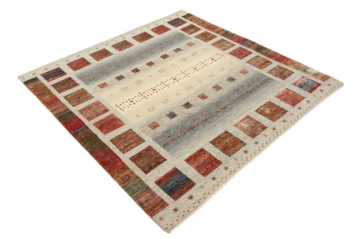 Gabbeh Tapijt - Loribaft Indus vierkant  - 156 x 156 cm - donker beige