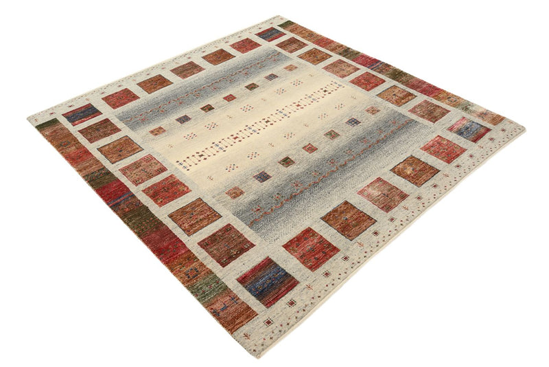 Gabbeh Tapijt - Loribaft Indus vierkant  - 156 x 156 cm - donker beige